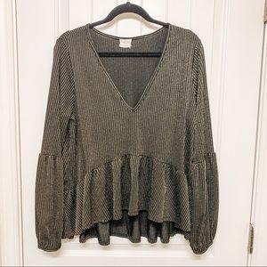 Boutique Black and Gold Pinstripe Blouse